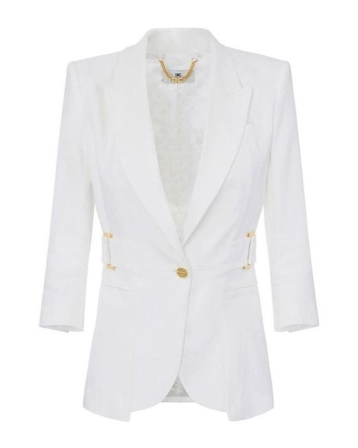 Elisabetta Franchi White Linen Blend Jacket