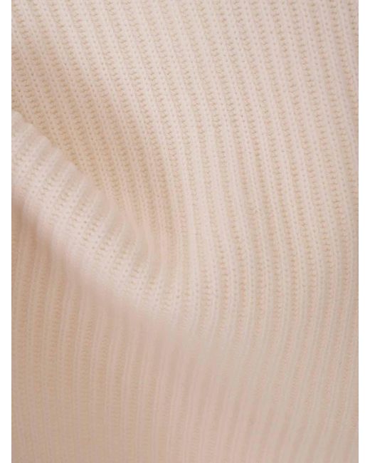 Max Mara White Fufy Ribbed Wool And Cashmere Sweater