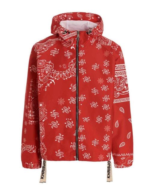 Khrisjoy Red Windbreaker Bandana Hood Jacket for men