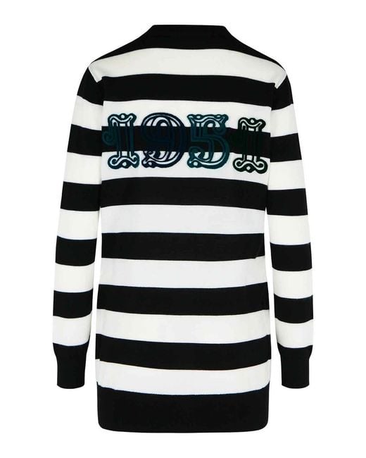 Max Mara Black Fiemme' Two-Tone Virgin Wool Cardigan