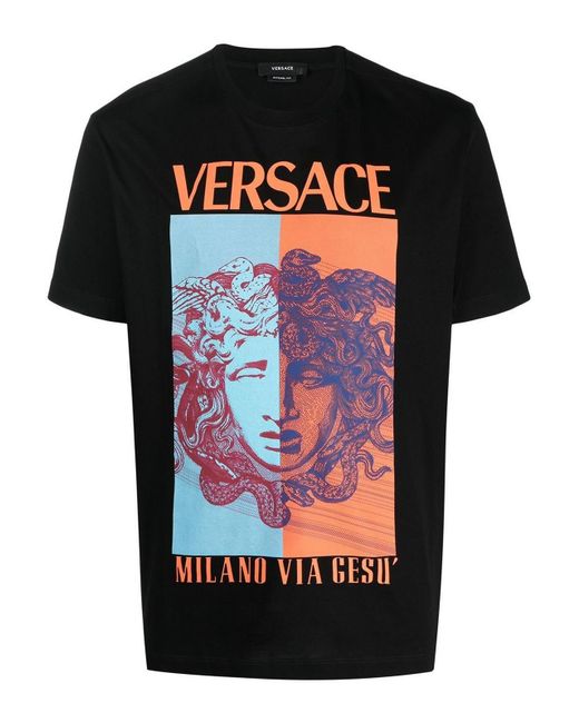 Versace Black Medusa T-shirt With Print for men