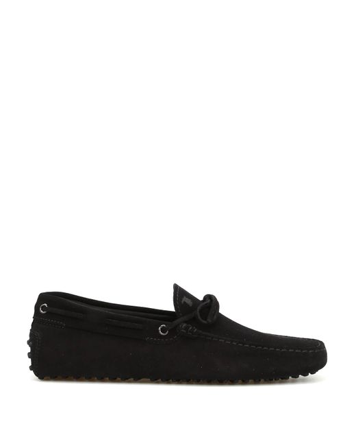 Tod's Black Lace Detail Suede Loafers for men