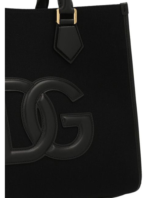 Dolce & Gabbana Black Canvas Tote With Leather Logo for men