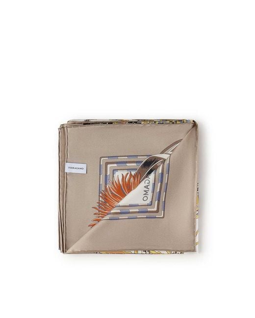 Ferragamo Metallic Printed Silk Scarf