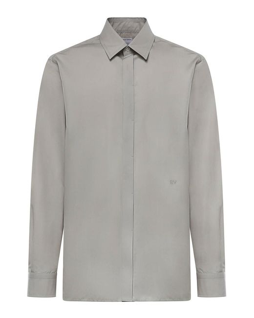 Bottega Veneta Gray Cotton Poplin Shirt for men