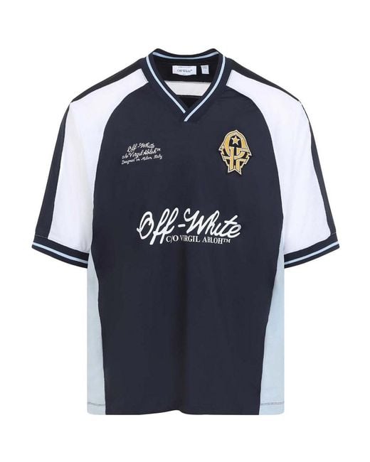 Off-White c/o Virgil Abloh Blue Off Soccer V-Neck T-Shirt for men