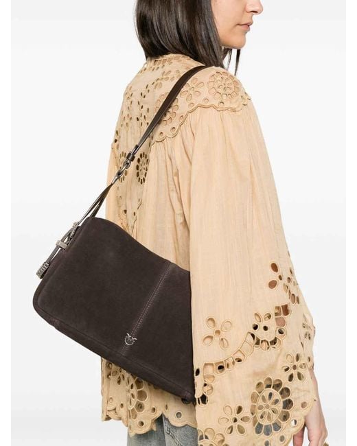 Pinko Black Classic Suede Shoulder Bag