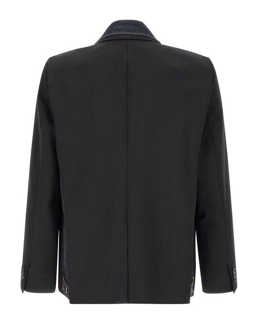 Sacai Black Denim Insert Blazer for men