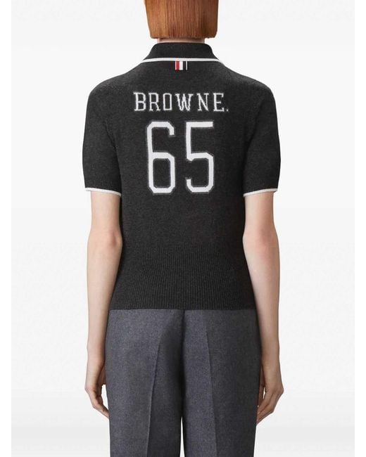 Thom Browne Black Browne 65 Jersey Intarsia Classic Ss Polo
