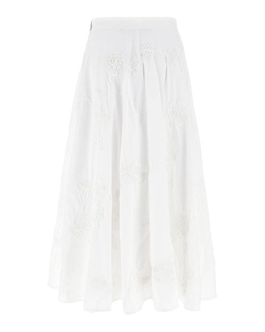ROTATE BIRGER CHRISTENSEN White Flower Maxi Skirt