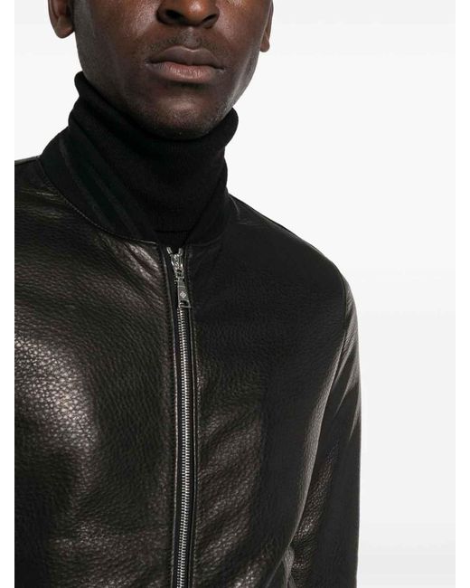 Tagliatore Black Leather Jacket for men