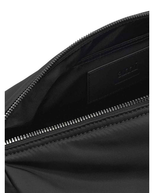AMI Black Marcel Large Nylon Shoulder Bag
