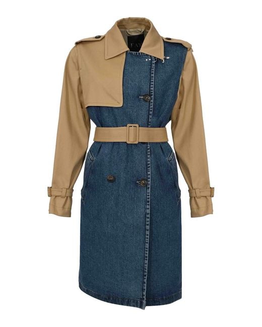 Fay Blue Cotton Drill And Denim Trench Coat