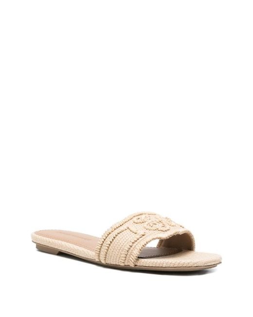 Emporio Armani Natural Rafia Flat Sandals