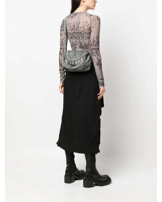 DIESEL Gray Charm-D Shoulder Bag