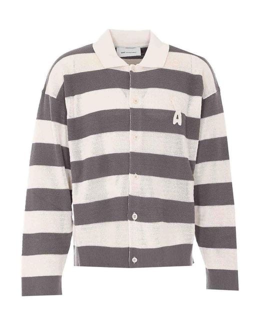 AMI Gray Ami De Coeur Knit Shirt for men