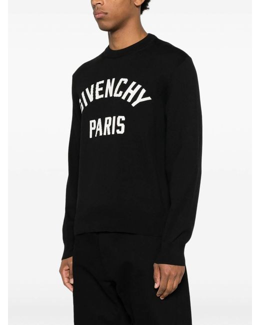 Givenchy Black Cotton Blend Crewneck Sweater for men
