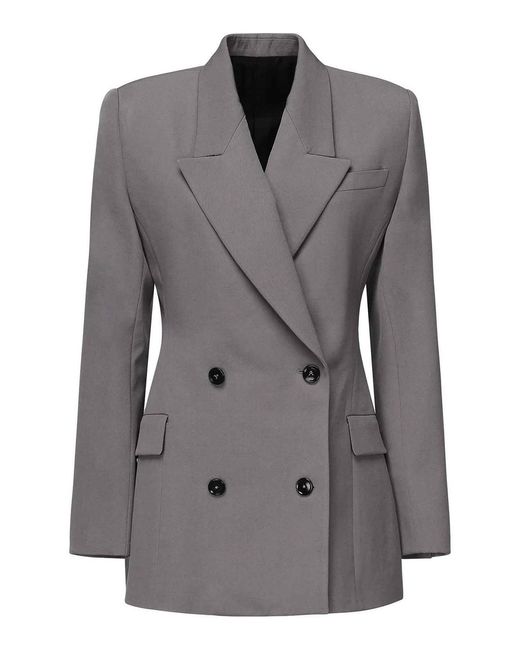 Alaïa Gray Tailored Double-Breasted Jacket