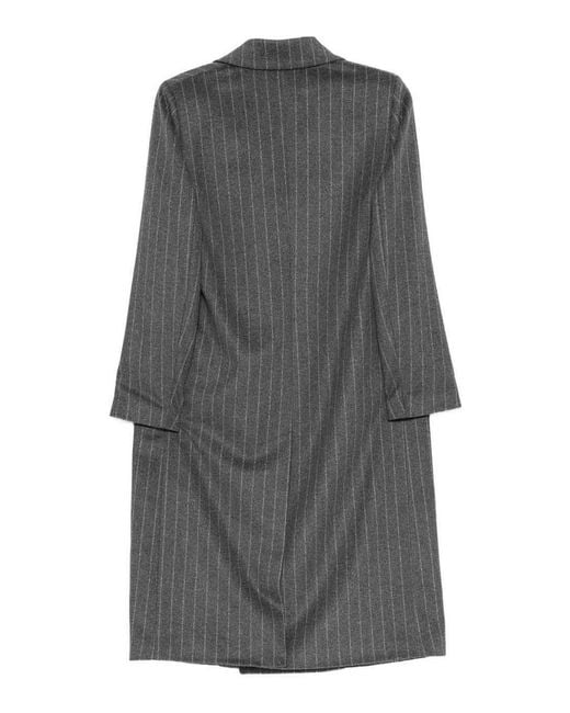 Paltò Gray Wool Double-Breasted Coat