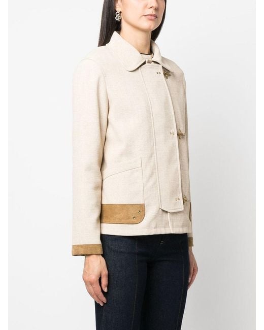 Fay Natural Contrasting-Trim Fitted Jacket
