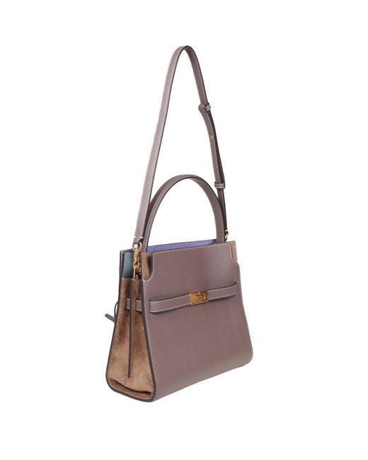 Tory Burch Lee Radziwill Small Bag In Dove Gray Leather