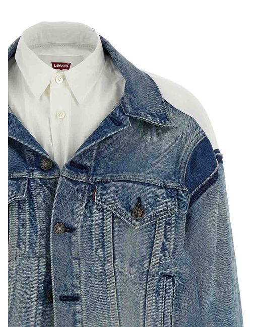 Junya Watanabe Blue Double-Layer Denim Front Shirt Jacket