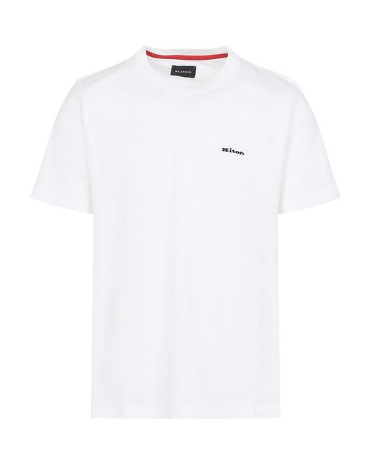 Kiton White Cotton T-Shirt for men