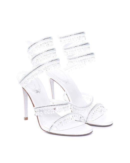 Rene Caovilla White Chandelier Sandals