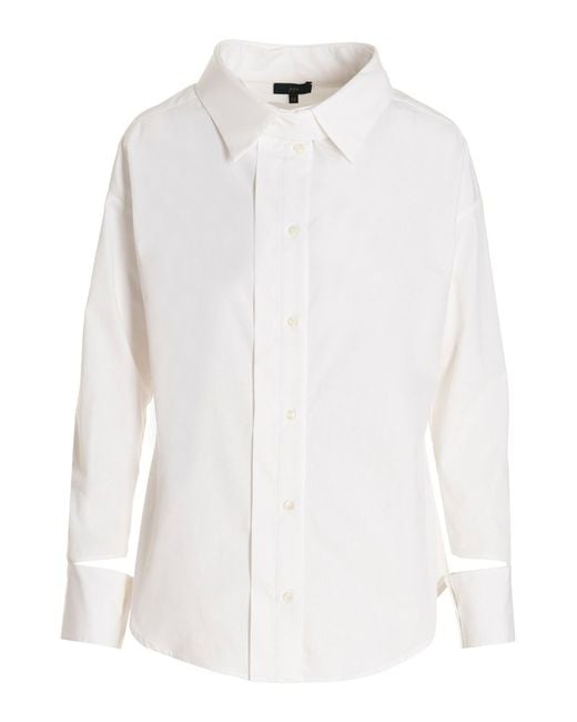 Jejia White Asymmetric Cotton Shirt With Button