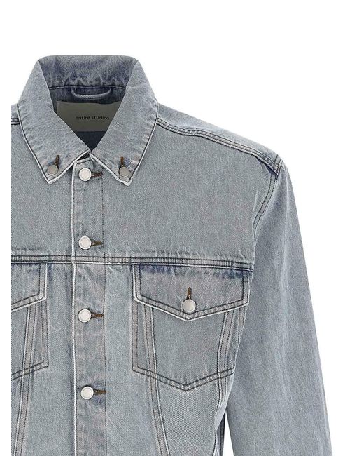 Entire studios Gray Shrunken Denim Jacket for men