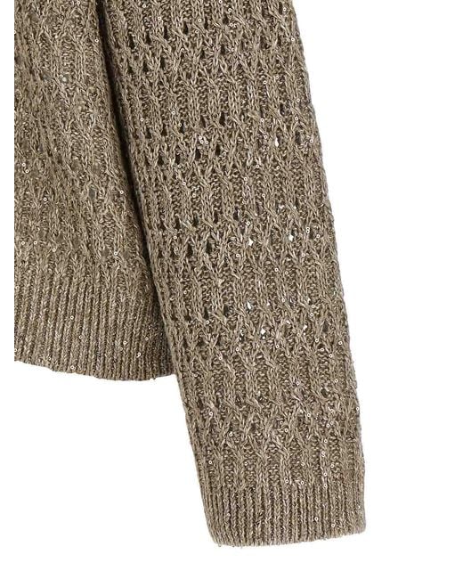 Brunello Cucinelli Natural Micro Sequin Sweater
