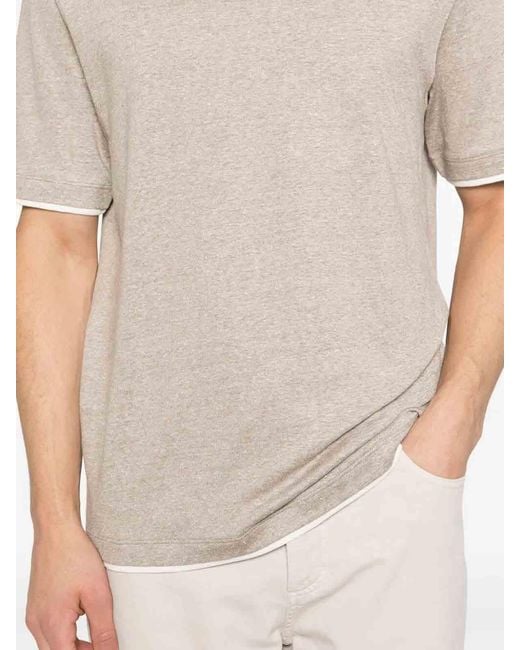 Brunello Cucinelli White T-Shirt With Faux-Layering for men