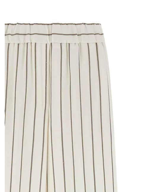 Peserico White Pinstriped Twill Pants