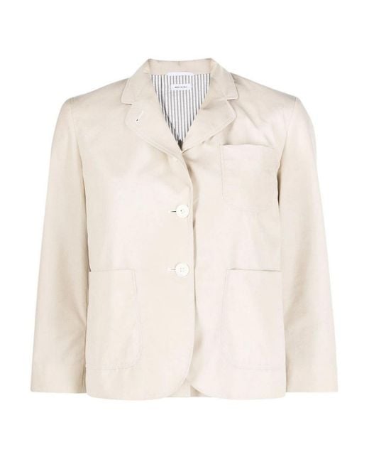 Thom Browne Natural Rounded-Collar Single-Breasted Blazer