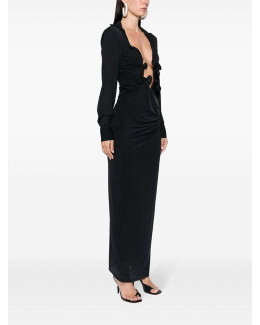 Christopher Esber Black Venus Plunge Shirt Dress
