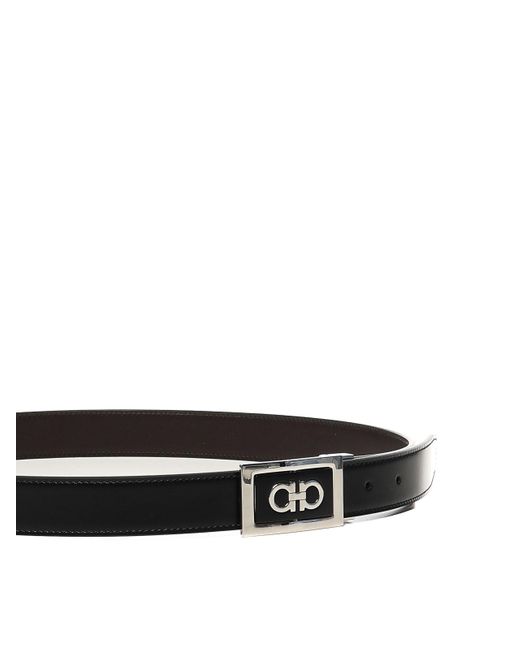 Ferragamo White Reversible Gancini Belt for men