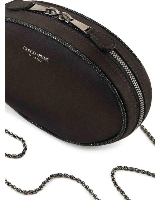 Giorgio Armani Black Silk Chain Crossbody Bag