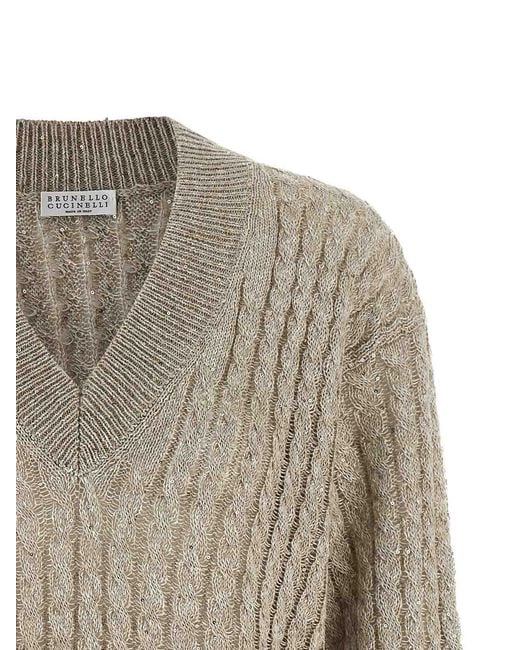 Brunello Cucinelli Gray Micro Sequin Sweater