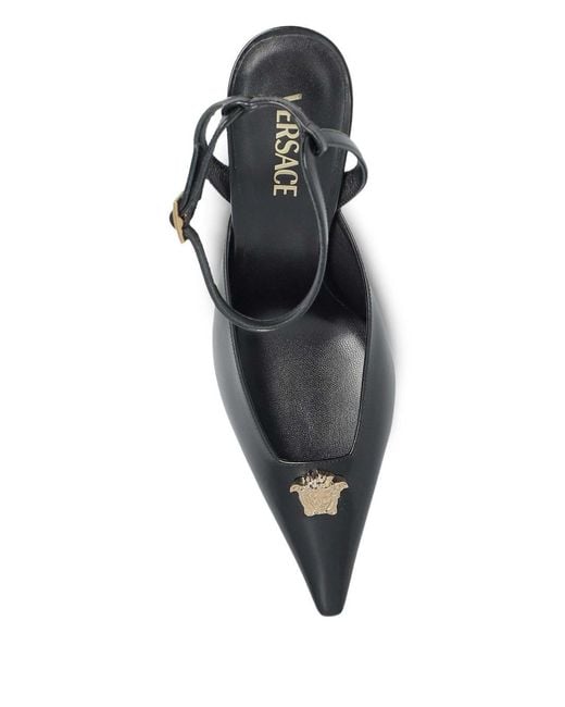 Versace White Patent Calf Leather Pointed Slingback