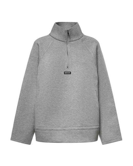 ROTATE BIRGER CHRISTENSEN Gray Half-Zip Scuba Jacket With Logo