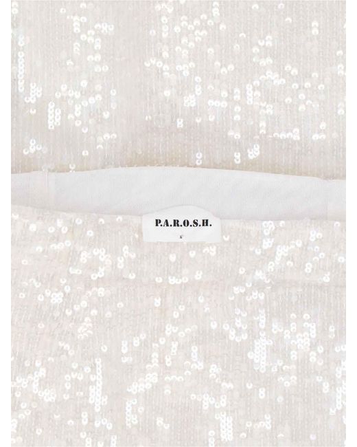 P.A.R.O.S.H. White Midi Sequin Skirt
