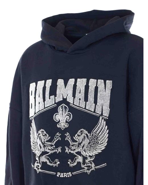 Balmain Blue Crystal Hoodie for men