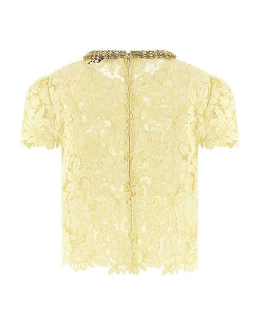 Self-Portrait Yellow Lace Top