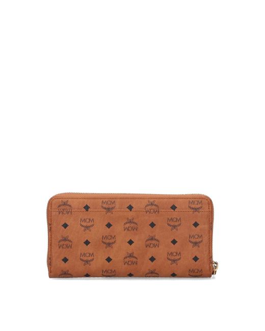 MCM Brown Large Zip Wallet for men