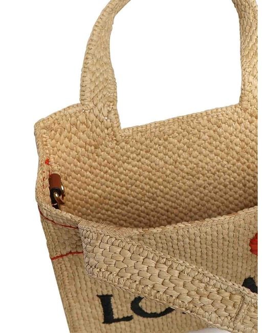 Loewe Natural Font Mini Raffia Tote Bag