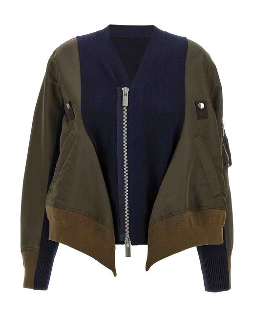 Sacai Blue Nylon Insert Cardigan