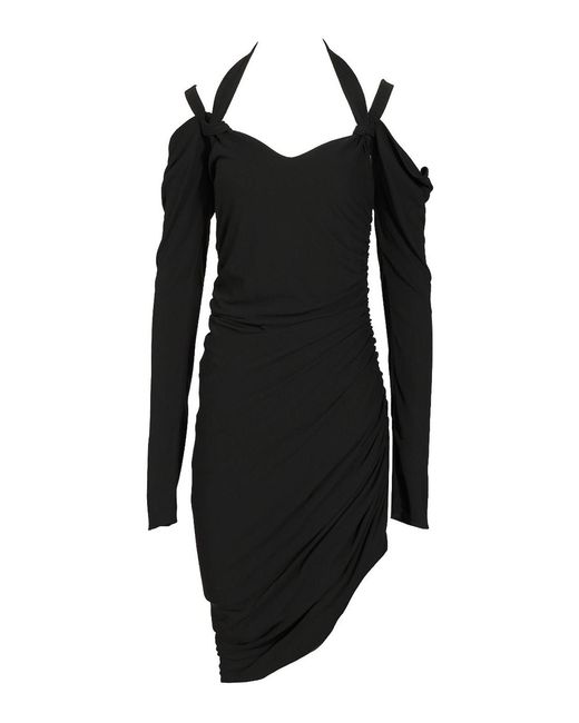 The Attico Black Crepe Midi Dress