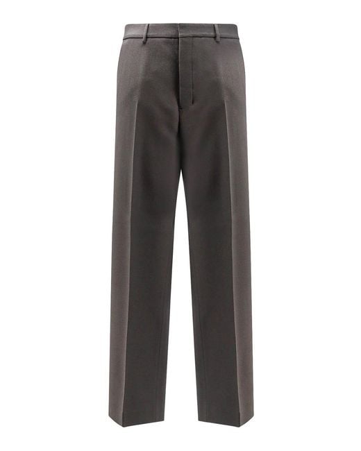 AMI Gray Virgin Wool Trousers for men