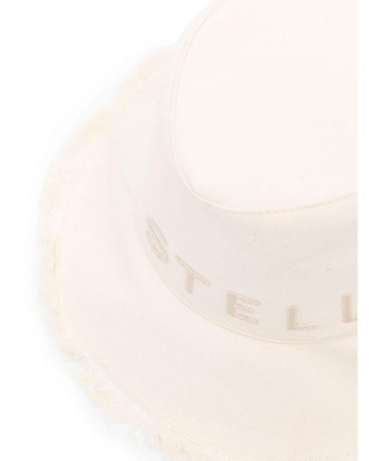 Stella McCartney White Logo Canvas Fedora Hat