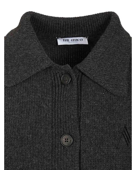 The Attico Black Cardigan With Embroidered Logo